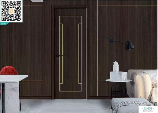 廠價(jià)新款鑫順來(lái)21-152掃碼輕奢鑲金屬條木門(mén)，掃二維碼看裝修風(fēng)格