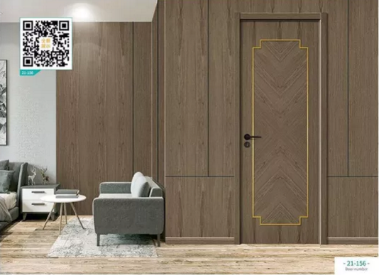 廠價(jià)新款鑫順來(lái)21-156掃碼輕奢拼貼鑲金屬條木門(mén)，掃二維碼看裝修風(fēng)格